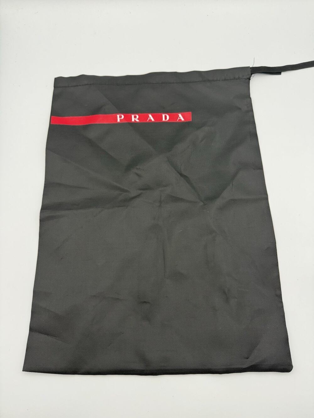Authentic Prada Linea Rossa Black Nylon Drawstring Dust Bag Pouch 16" x 11,5"